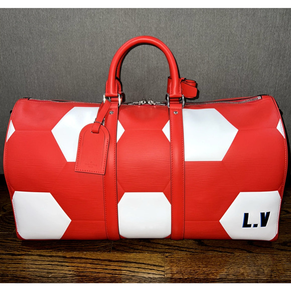 Louis Vuitton Keepall Bandouliere 50 Fifa World Cup Red Hexagon Epi Weekend Bag - Picture 2 of 10